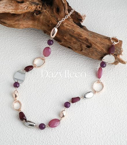 Long Gold Boho Necklaces for Women Beaded Statement Chain Long Necklace Gold Costume Jewelry Birthday Gifts for Her - color: 93-Purple