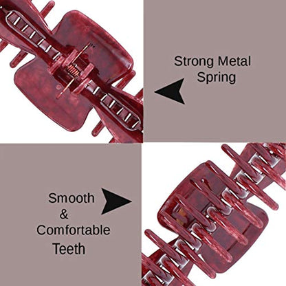 5.5 inch Jumbo Jaw Clip Extra Large Marbelized Hair Claw for Women(Red) - color: Red