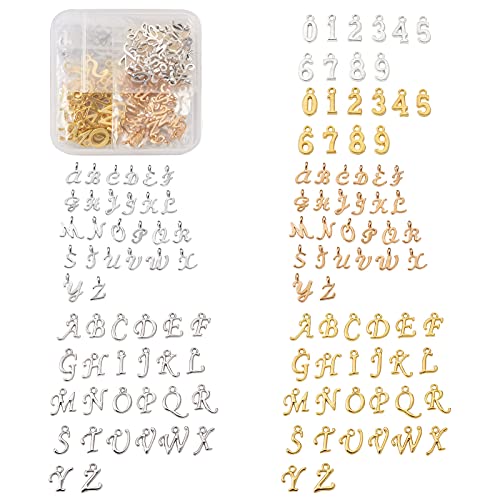 Craftdady Letter Charms Capital Pendants Mixed A-Z Initial Letter Number Charms DIY Bracelet Necklace Pendants for Jewelry Making, Gold, Antique Silver, Platinum - color: Mixed Color, Letter Number