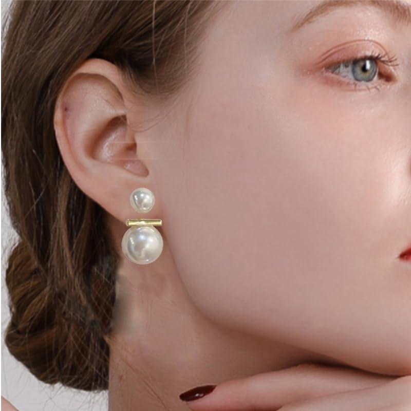 Big Pearl Stud Earrings White Round Pearls Earrings Fashion Design Faux Pearl Charm Jewerly - style: style 1
