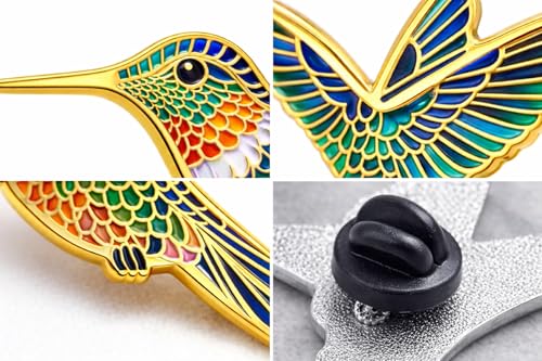 Hummingbird Soft Enamel Lapel Pin – Tropical Bird Wildlife Brooch Accessory for Jackets, Bags, Hats and Crafts