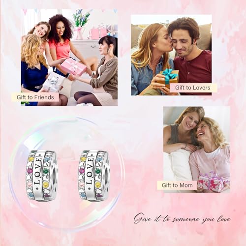 Clip Stopper Spacer Charms for Bracelets Necklaces, Compatible with Pandora,Jewery Making DIY - style: 2PCS Pave Love Clips
