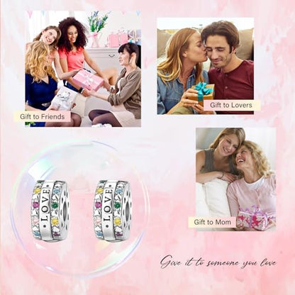 Clip Stopper Spacer Charms for Bracelets Necklaces, Compatible with Pandora,Jewery Making DIY - style: 2PCS Pave Love Clips