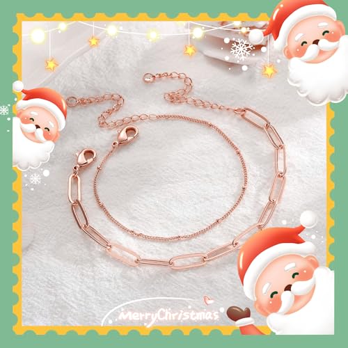 Dainty Gold Bracelets for Women, 14K Gold Plated Adjustable Layered Beads Bracelet Cute Evil Eye Oval Chain Pearl Bar Turtle Gold Bracelets for Women Jewelry - style: Grey crystal beads&Heart