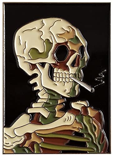 Pinsanity Van Gogh 'Skull With Burning Cigarette' Painting Enamel Lapel Pin