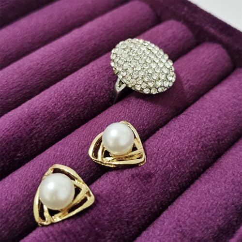 SCIKHETF Velvet Ring Earrings Studs organizer Tray Small Ring Insert Display Tray 5 Slots Stackable (Purple) - color: Purple