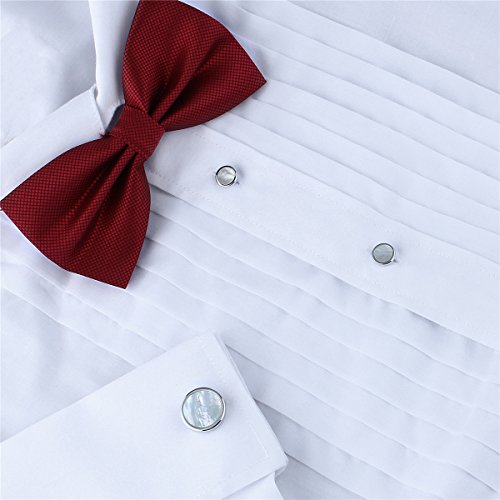 HAWSON Fashion Mother-of-Pearl Tuxedo Shirt Button and Cufflink Set, Specially Designed for Wedding Business - color: Silver Tone- MOP