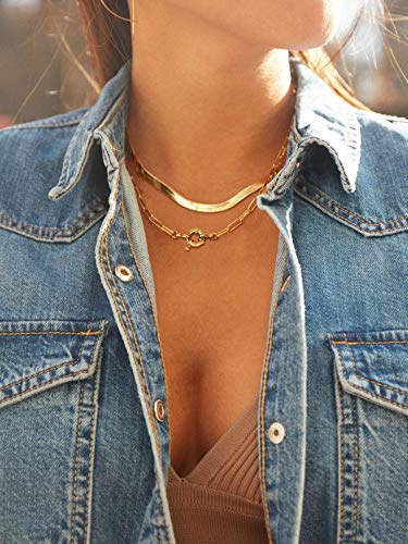 Lock Necklace for Women Paperclip Link Chain Padlock Necklace Non-Tarnish - color: Gold - 17 Inches Chain Necklace