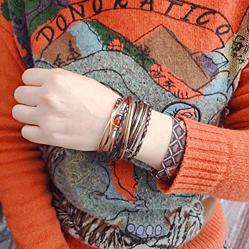 GelConnie Leather Wrap Bracelet Boho Cuff Bracelets Crystal Leather Bracelet Magnetic Multi Strand Bracelets Bohemian Bracelet Leather Wristbands Bangle Jewelry for Women Teen Wife Mother - color: Wrap leather bracelet