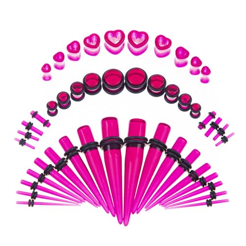 Ear Gauges Stretching Kit 14G-00G Acrylic Sprial Tapers Plugs Expander Sets Heart Tunnels Piering Jewelry Horeseshoes Taper For Ears - style: 84 Purple