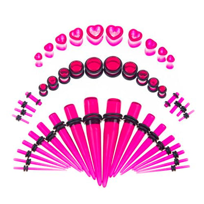 Ear Gauges Stretching Kit 14G-00G Acrylic Sprial Tapers Plugs Expander Sets Heart Tunnels Piering Jewelry Horeseshoes Taper For Ears - style: 84 Purple