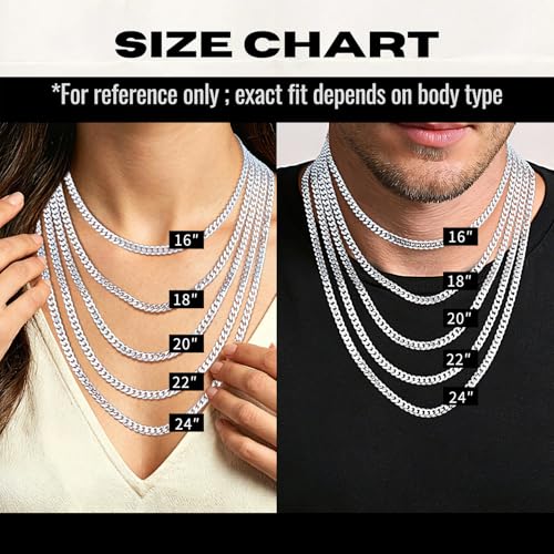 5mm Cuban Link Chain for Men,Silver Chain for Men Women Jewelry 16-24 Inch | 925 Sterling Silver Necklace Non Tarnish Gifts for Men Father Husband - color: 18 inches