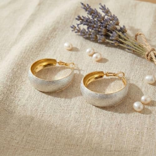Sonateomber Gold Chunky Crystal Hoop Earrings for Women, Trendy Statement Sparkly CZ Rhinestone Thick Open Hoops Earings Hypoallergenic Wedding Prom Everyday Accessories Fashion Jewelry Gift - color: Gold White