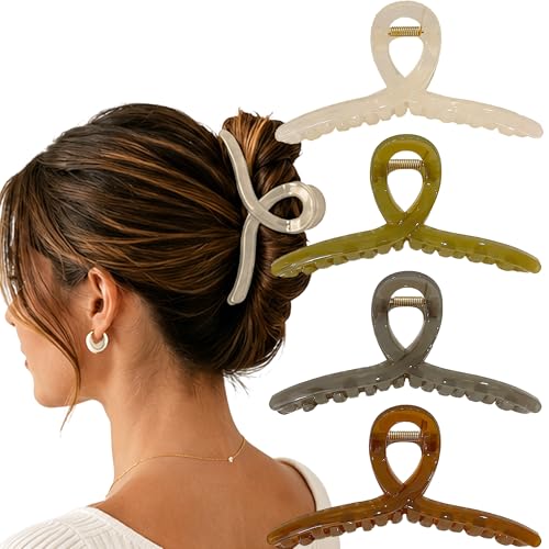 Extra Large Hair Claw Clips for Thick Hair, Big Non-Slip Claw Clips for Women, 4 Pack 5.9" Jelly & Matte Hair Clips for Long Hair (Jelly-C 4pcs 5.9") - color: Jelly-C 4pcs 5.9"