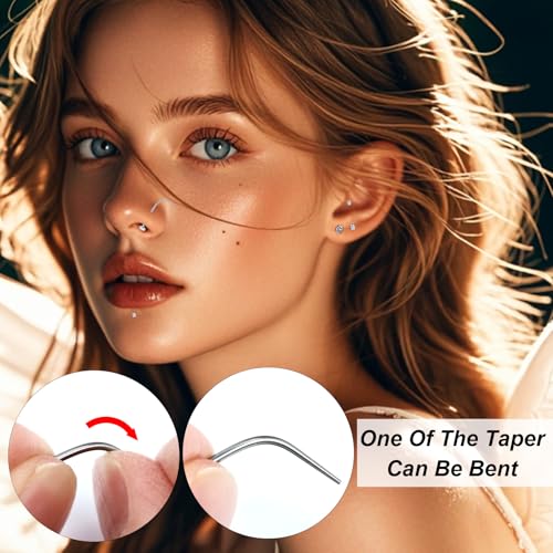 16G 18G Tragus Piercing Labret Medusa Jewelry Flat Back Earrings Nose Stud | Long Internally Threaded Monroe Lip Rings Surgical Steel CZ Cartilage Helix Studs Conch Piercings - color: Black, size: 1.2mm=16G,BL:10mm