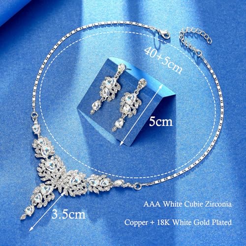 3PCS Silver Wedding Jewelry Set for Women Brides Rhinestone Necklace Earrings Bracelet Bridal Wedding Jewelry Sets for Bridesmaid Prom Costume Accessories Jewelry - color: 4#