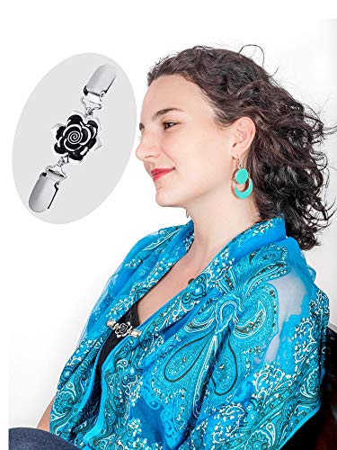 Jetec 4 Pieces Vintage Sweater Shawl Clips Retro Cardigan Collar Dress Shirt Brooch Clips for Women Wearing, 4 Styles - style: Adorable Style