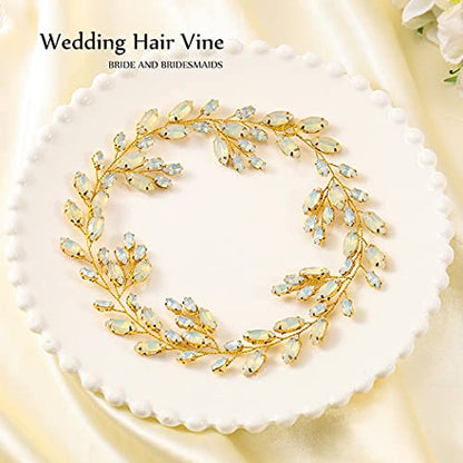 Gold Rhinestone Wedding Hair Vine Bridal Hair Accessories Crystal Hairpieces for Women(Gold) - color: gold