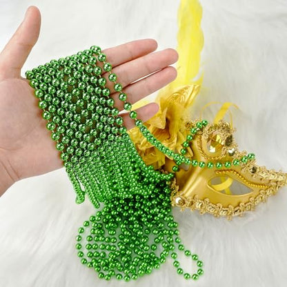 SHAOQINLIN 30 PCS St. Patricks Day Beads Necklace, 33" Green Mardi Gras Beads Christmas Necklaces Irish Saint Patricks Necklaces for St. Patricks Day Mardi Gras Parade Throws Birthday Party Favors - color: Green
