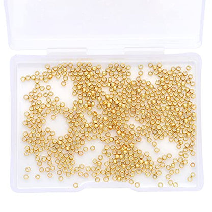 14K Gold Plated Round Spacer Beads 2mm 600pcs for Jewelry Making Findings Non Tarnish - color: 14K Gold, size: 2mm