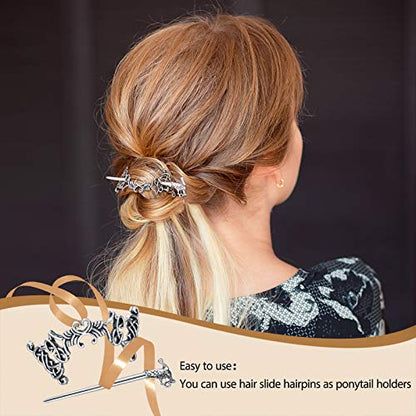 Syhood 6 Pieces Vintage Silver Celtic Hair Slide Hairpin Celtic Knot Hair Stick Creative Barrette Metal Stick Clips Hairpin Accessories for Women - style: Elegant
