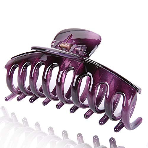 4.3" Jelly Color Hair Claw Clip-Acrylic Strong Holding Power Hair Clips Hairgrip for Women and Girls Hair Barrettes for Medium or Long Hair (B-Purple) - color: B-Purple