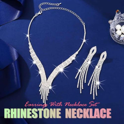 Sixexey Rhinestone Bridal Jewelry Set Silver Wedding Jewelry for Women | Sparkly Necklace Earrings Prom Party Jewelry Accessories for Women