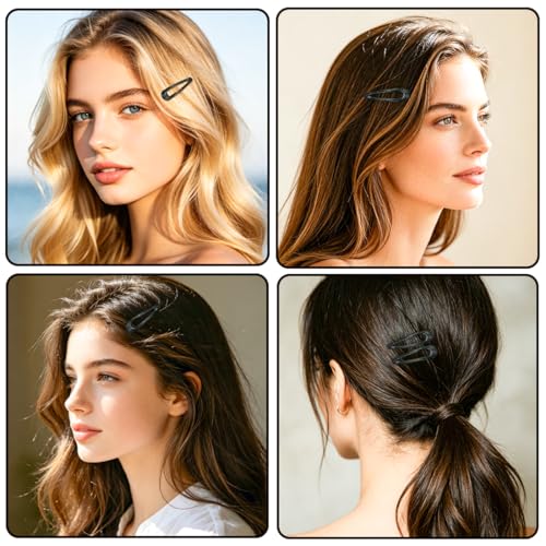 48 Pcs Cute Metal Snap Hair Clips, Non-Slip Barrettes for Women and Girls, Hair Accessories for Parties, School & Daily Use (black) - color: black