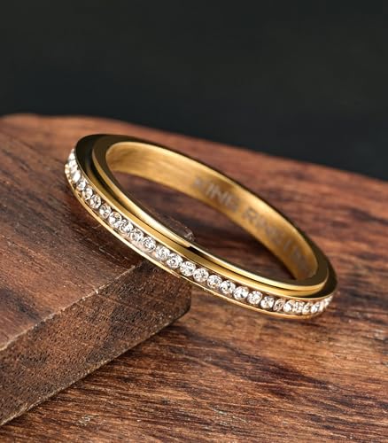 King Ring 3mm Spinner Rings – Premium Stainless Steel Fidget Rings for Women - Designed in USA - color: Gold White