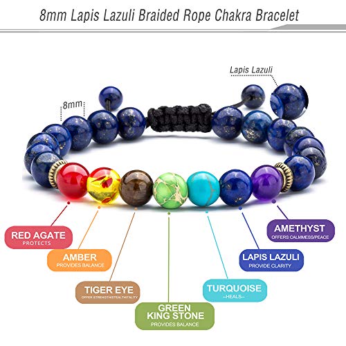 Men Women 8mm Lava Rock Beads Chakra Bracelet - color: Lapis lazul-21004