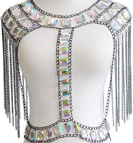 Women Sexy Jewelry Night Shop Costume Shoulder Body Chain - color: Black -Shoulder body chain