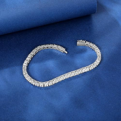 3/4/5mm Tennis Bracelet, 18k White Gold Plated 3MM/4MM/5MM Iced Out Round Cubic Zirconia Tennis Bracelet for Women Men 6.5/7/7.5 Inches - color: 4MM White Gold, size: 7.5 inch
