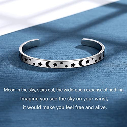 SAM & LORI Personal Bracelets for Teens/Women-Inspirational Jewelry Gifts (Various Designs) for Daughter/Sister/Mom/Friends-Adjustable Bracelet in a Pretty Gift Box - style: Believe in you like I do-Moon Star