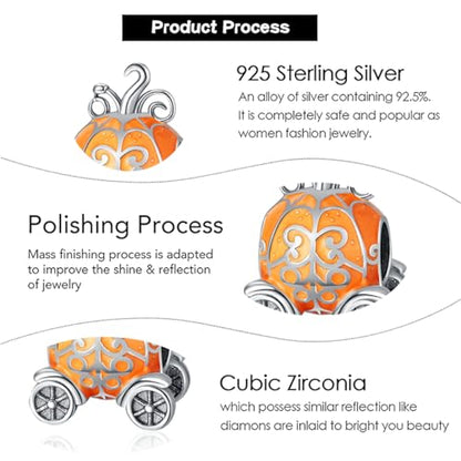 Charm for Bracelets and Necklaces, Heart Animals 925 Sterling Silver Bead Celestial Sun Moon Star Charms Jewelry Gift for Women Girls - color: Glow-in-the-dark Pumpkin Car Charm
