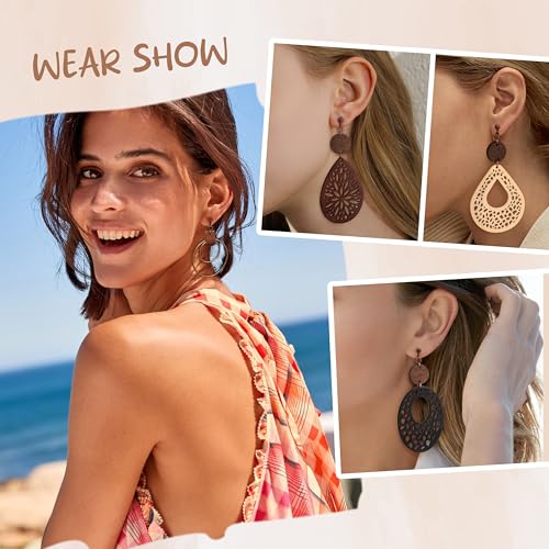 THUNARAZ Clip on Dangle Earrings for Women Trendy, Bohemian Earrings Set | 9 Pairs Non-Pierced Earrings, Lightweight Comfortable Earrings, Bohemian Drop Clip on Earrings, Hypoallergenic Earrings Set - style: Style A