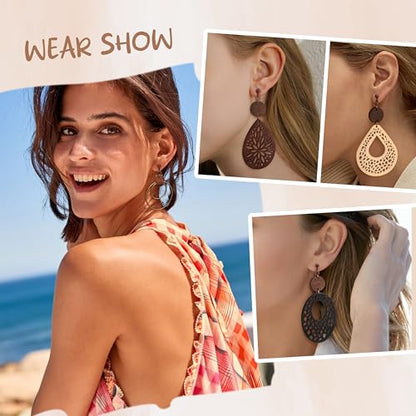 THUNARAZ Clip on Dangle Earrings for Women Trendy, Bohemian Earrings Set | 9 Pairs Non-Pierced Earrings, Lightweight Comfortable Earrings, Bohemian Drop Clip on Earrings, Hypoallergenic Earrings Set - style: Style A