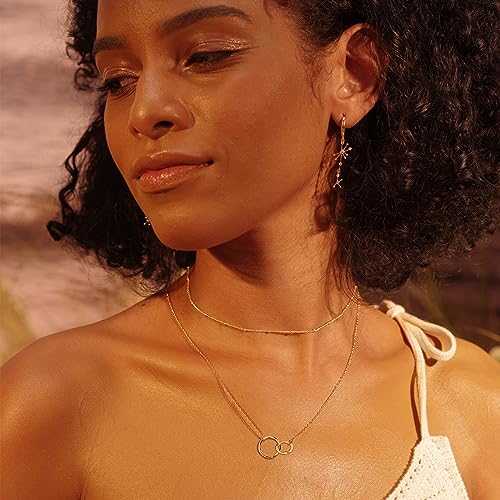 Fettero Pendant Necklace Gold Choker Layered Coin Open Karma Circle Full New Crescent Moon 14K Gold Plated Simple Dainty Necklaces for Women Jewelry Gift - style: Double Circle Gold / 2 Layer