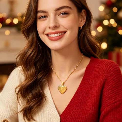 Paialco Heart Shaped Locket Pendant Necklace for Women - color: Yellow-Heart