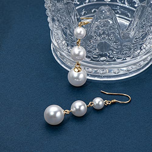 925 Sterling Silver Pearl Drop Earrings for Women, June Birthstone Long Dangle Pearl Jewelry Gifts for Her - color: 6-10mm Gold