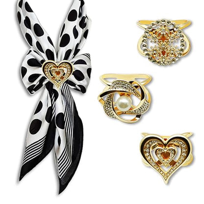 3pcs Elegant Rhinestone Daisy FLowers Scarf ring Buckle for Lady Heart Crystal Rhinestone Scarves Clip Buckle for women - color: Scarf clip O-3PCS