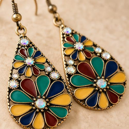 Colorful Green Teardrop Earrings for Women - Bohemian Style Enamel Dangle Earrings Lightweight Fashion Jewelry for Daily/Wedding/Party - color: Blue