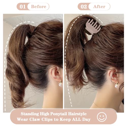 1.6" Matte Small Double Row Teeth Hair Clips for Women Hair Claw Clips | Nonslip Strong Hold Jaw Clamps for Thin, Fine & Thick Hair - color: Neutral Color