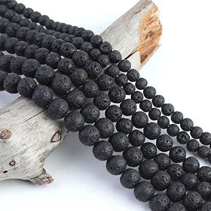 Natural Stone Black Lava Beads - Polished Round Smooth 10mm Loose Gemstone Beads for Jewelry Making - 15 Inch - color: Black Lava, size: 10mm
