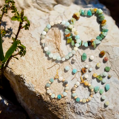 Jewelry Making Kit for Adults, 1562pcs Natural Stone Beads Bracelet Making | Funtopia Jewelry Making Supplies Gemstone Crystal Marble Beads for DIY Craft Bracelet Necklace Earrings