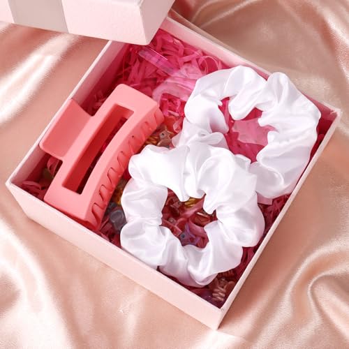 16 Pcs Satin White Scrunchies Bridesmaid Proposal Gifts Hair Ties Scrunchies for Women Girls Bachelorette Party Favors (white) - color: white