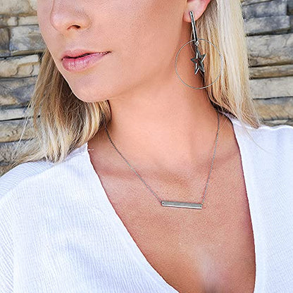 Multi Gold Bar Necklace for Women Vertical/Horizontal Bar Pendant Necklaces with Adjustable Chain Necklace Adult Jewelry - color: Rose Gold