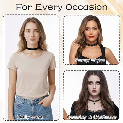 Ouligay 6 PCS Black Choker Necklace for Women, Gothic Choker Necklaces Adjustable Classic Goth Chokers Accessories Lace Chokers 90s Outfits for Women Goth Jewelry Clothes Accessories