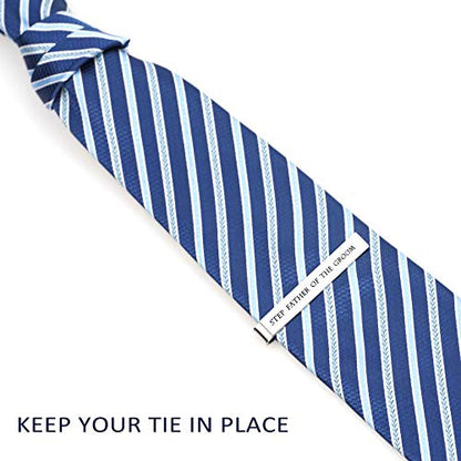 Father of the Bride and Groom Gifts - Wedding Tie Clips for Groomsmen From the Bride - Stainless Steel Tie Bars - color: Step Father of The Groom - White