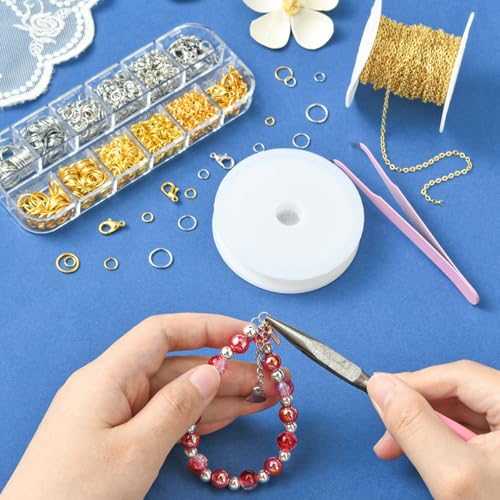 1188PCS Jump Rings for Jewelry Making Kit, Jump Rings and Necklace Clasps with Pliers Tools for Jewelry Making Supplies and Necklace Repair (Set B) - color: Set B