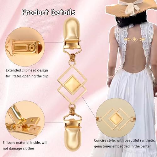 2 PCS Waist Cincher Clips Dress Clips Back Cinch for Shawl Cardigan Sweater Clothes Shirt Tightener Clip(Silvery Golden) - color: Color M